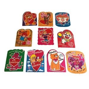 10 Vintage Rosen Co Valentine Die Cuts Lollipop Candy Holder Cards USA Ephemera